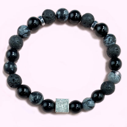 Triple Onyx for Protection and Apotropaic Crystal Bracelet
