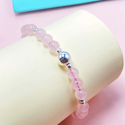 Natural Pink Rose Quartz Crystal Bracelet for Love and Relationship