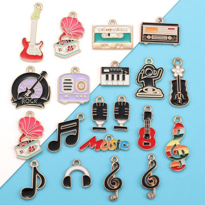5PCS Music-Theme Collection Charm For Jewelry Making Findings