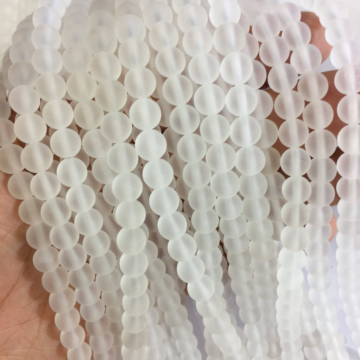 Matte Round Clear Quartz Beads