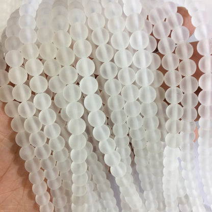 Matte Round Clear Quartz Beads