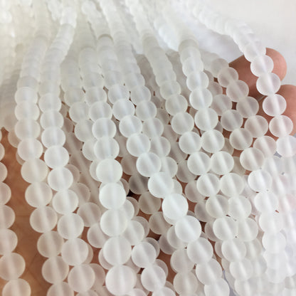 Matte Round Clear Quartz Beads