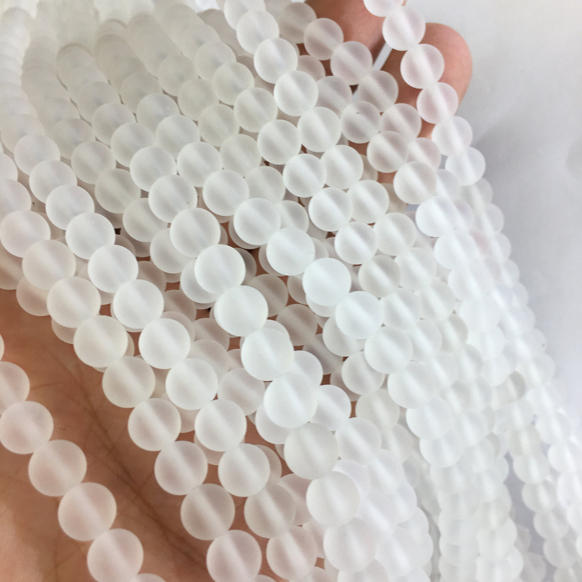 Matte Round Clear Quartz Beads