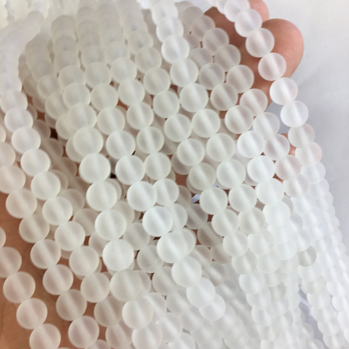 Matte Round Clear Quartz Beads