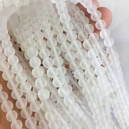 Matte Round Clear Quartz Beads