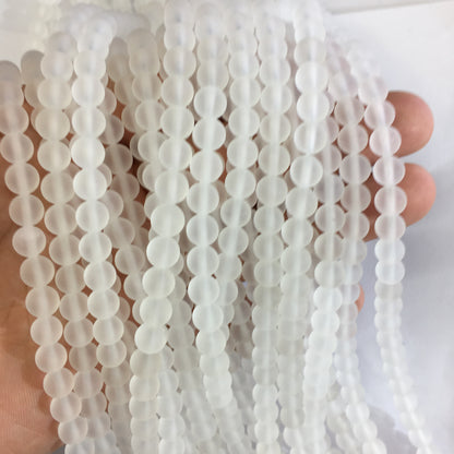 Matte Round Clear Quartz Beads