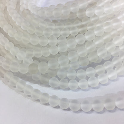 Matte Round Clear Quartz Beads