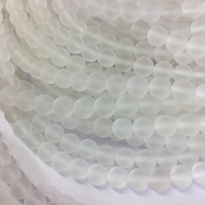 Matte Round Clear Quartz Beads