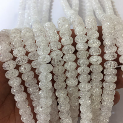 Rondelle Crackle Clear Quartz Beads