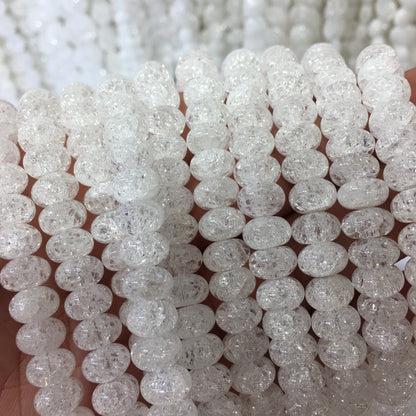 Rondelle Crackle Clear Quartz Beads