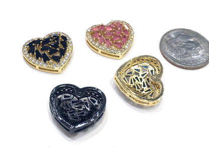 1PCS Brass Cubic Zirconia Heart Accessories