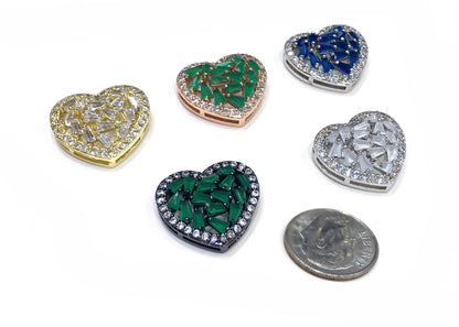 1PCS Brass Cubic Zirconia Heart Accessories