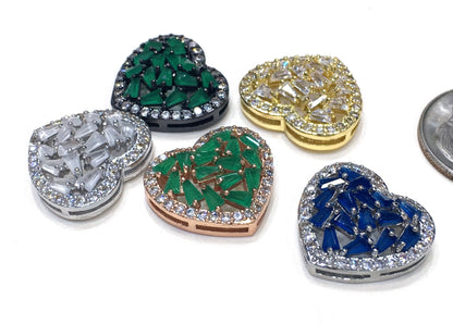 1PCS Brass Cubic Zirconia Heart Accessories