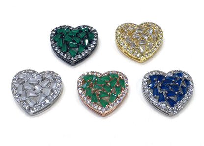 1PCS Brass Cubic Zirconia Heart Accessories