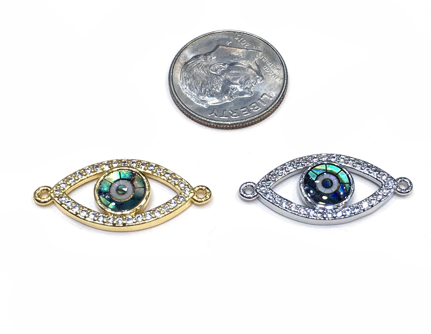 1PCS Brass Cubic Zirconia Evil Eyes Beads