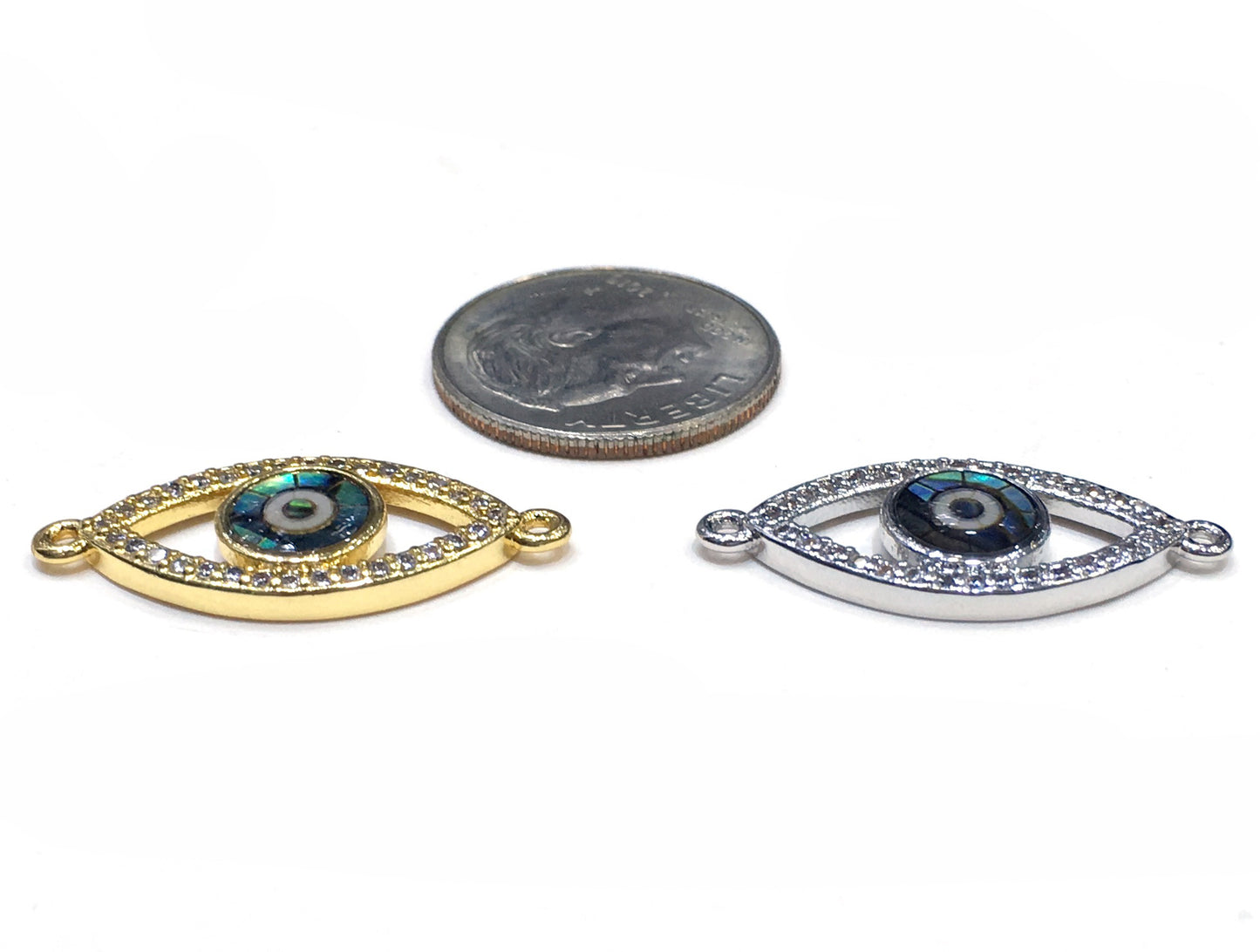 1PCS Brass Cubic Zirconia Evil Eyes Beads