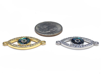 1PCS Brass Cubic Zirconia Evil Eyes Beads