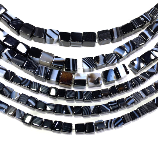 Cube Shape Black Onyx Beads