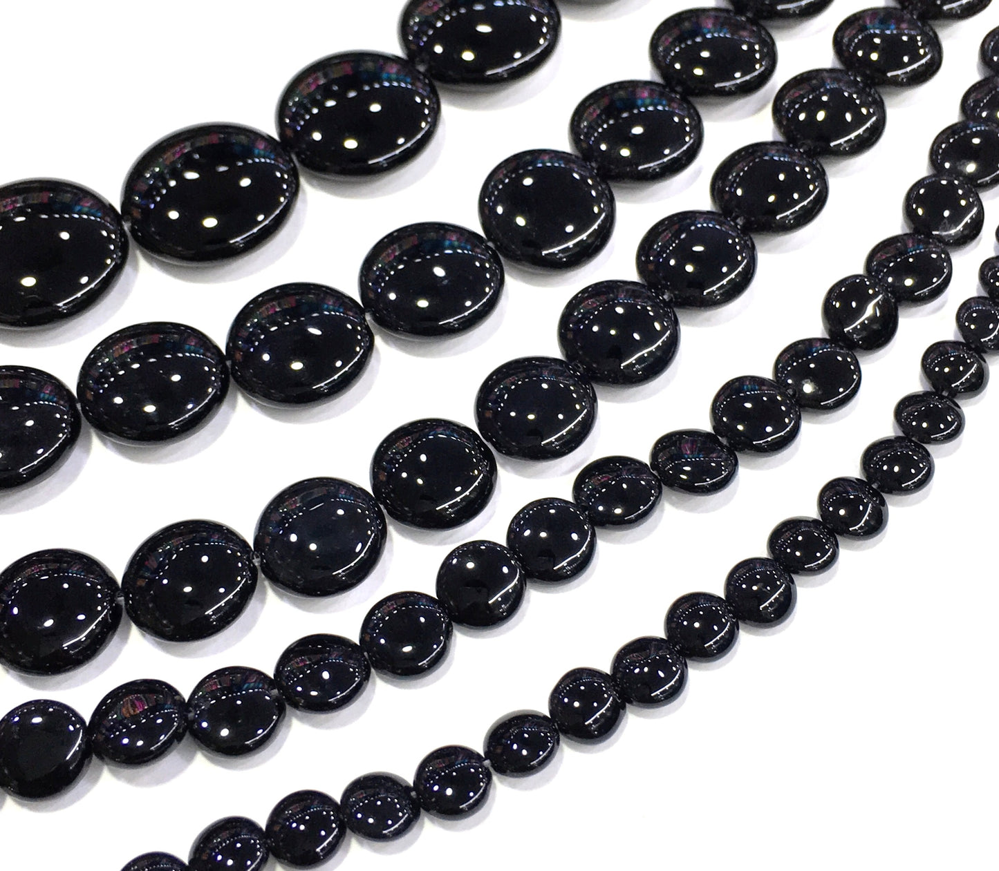 Coin Shape Black Onyx Beads