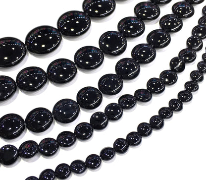 Coin Shape Black Onyx Beads