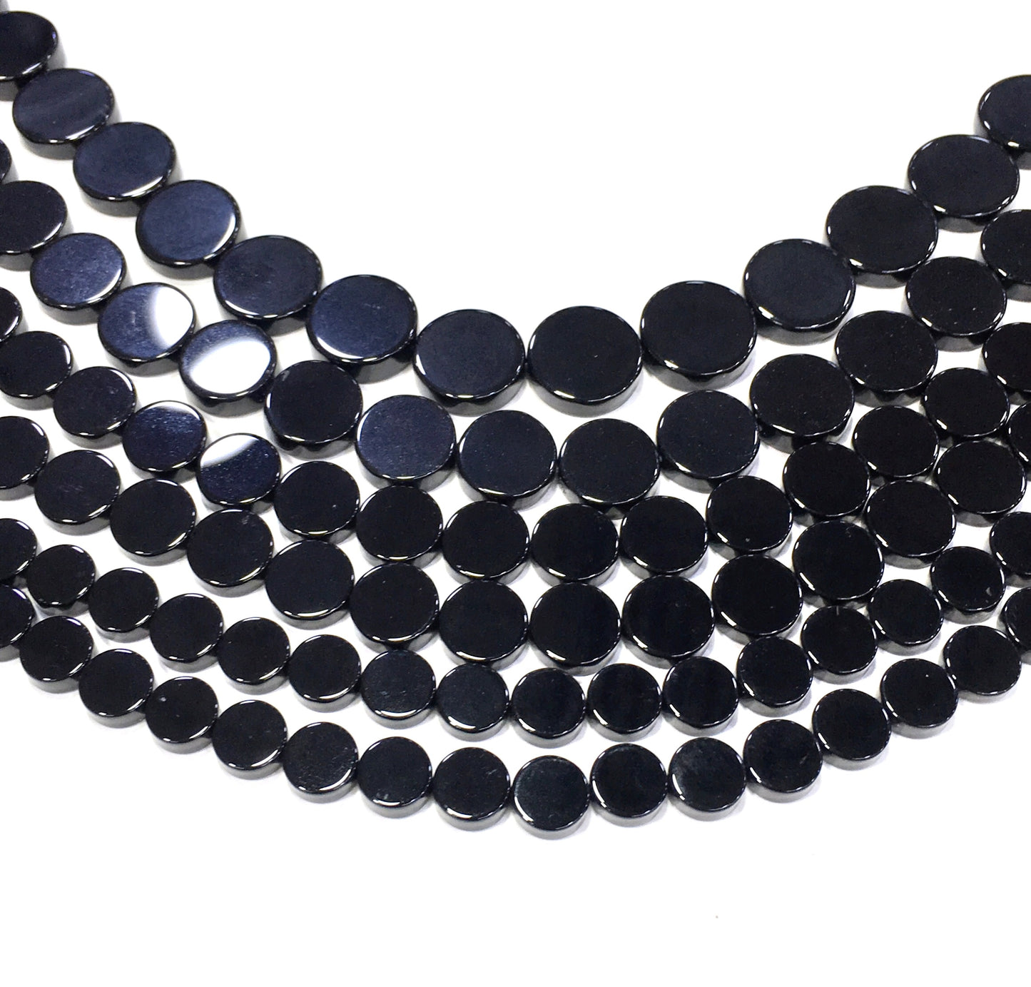 Coin Shape Black Onyx Beads