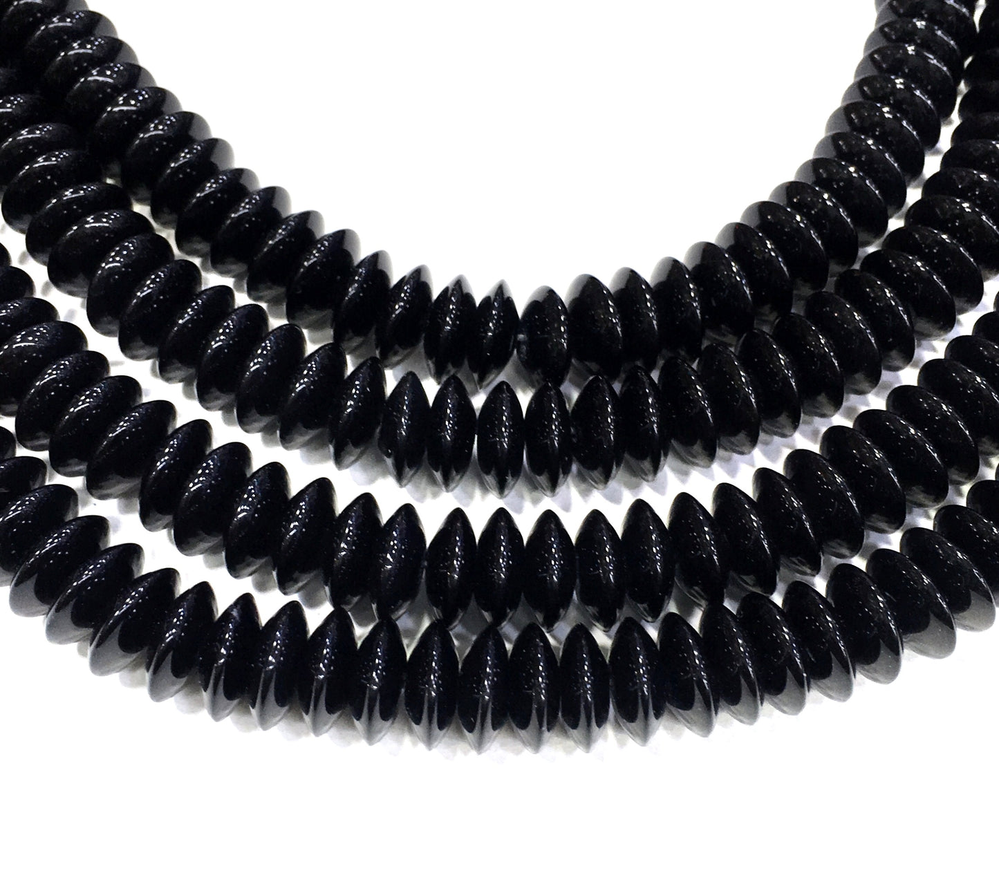 Rondelle Shape Black Onyx Beads