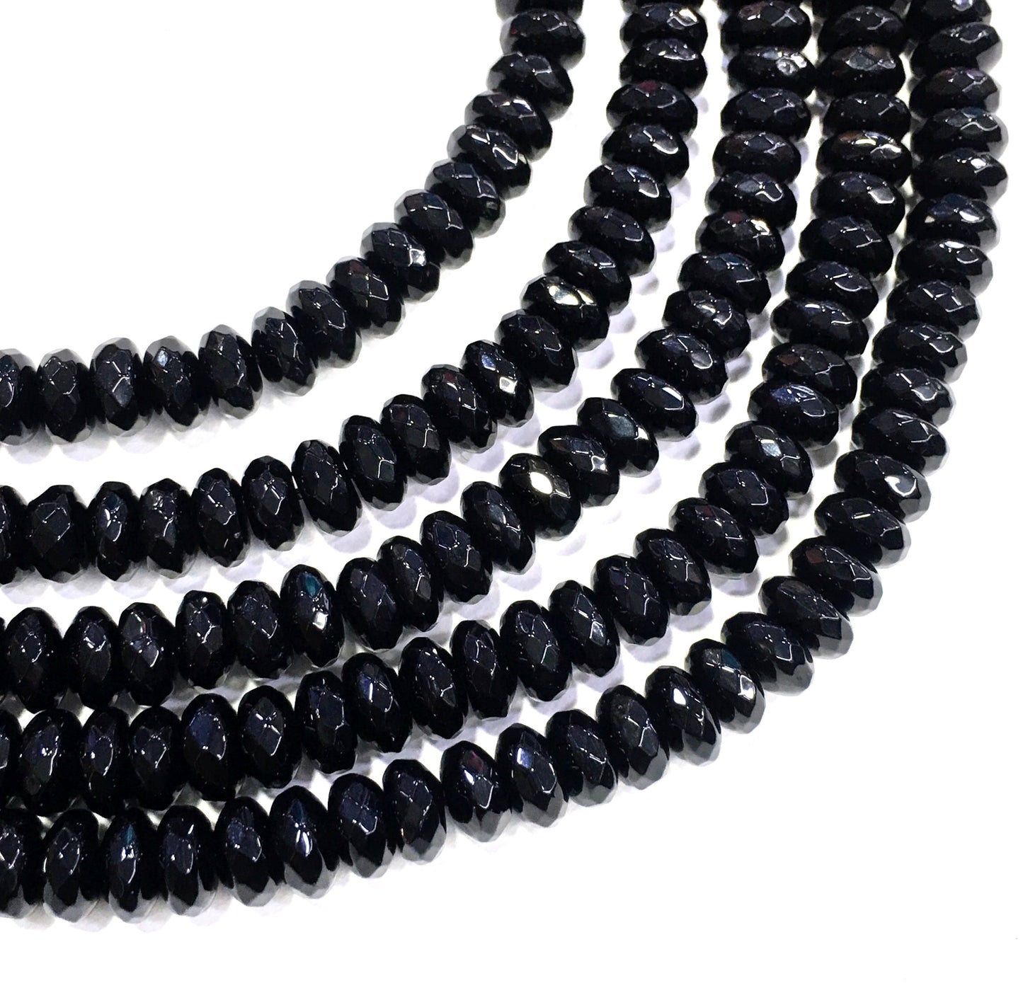 Rondelle Shape Black Onyx Beads