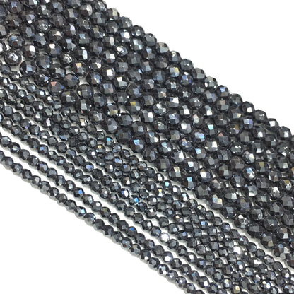 Faceted Round Hematite Beads