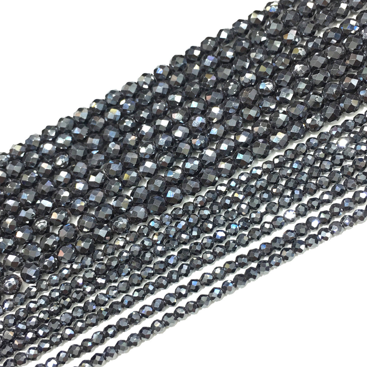 Faceted Round Hematite Beads