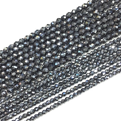 Faceted Round Hematite Beads