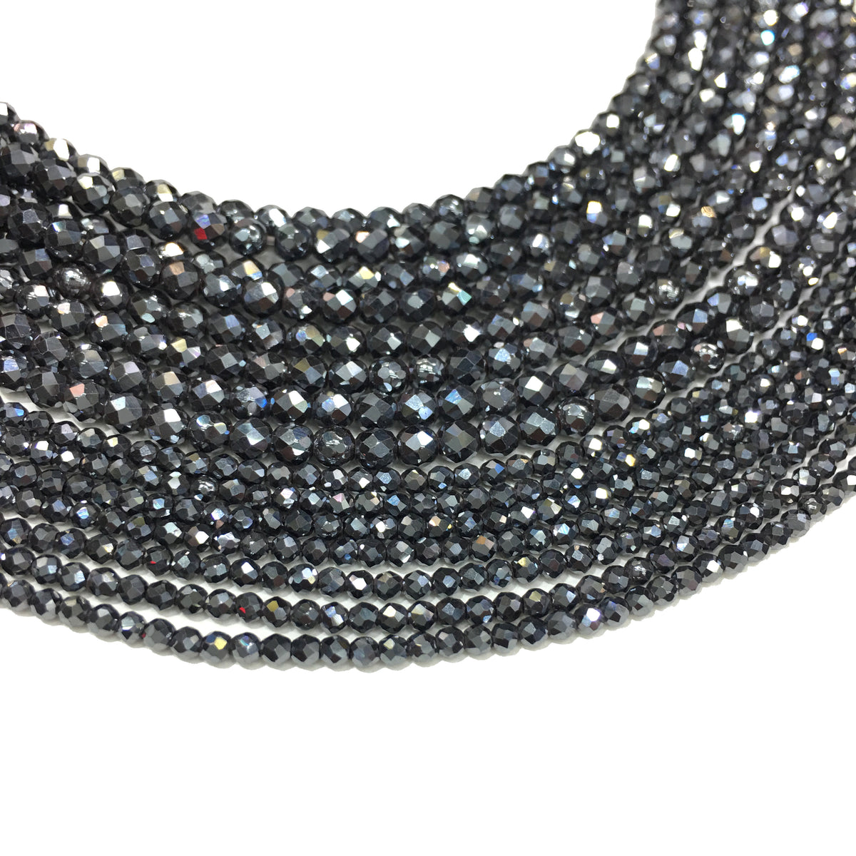 Faceted Round Hematite Beads