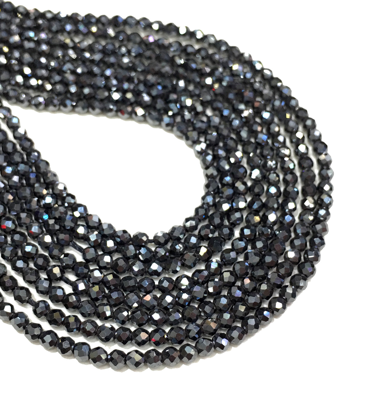 Faceted Round Hematite Beads