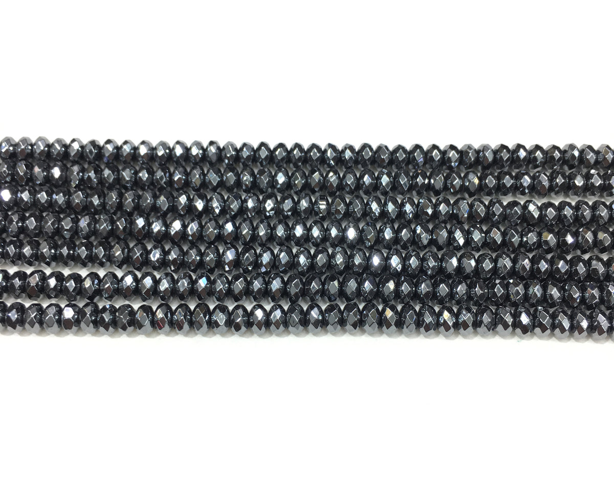 Faceted Rondelle Hematite Beads