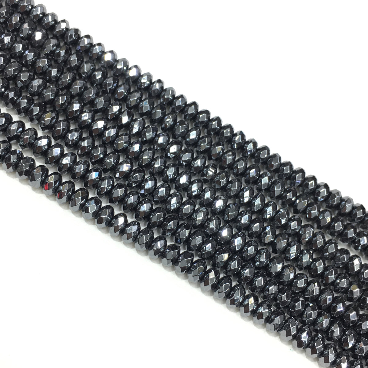 Faceted Rondelle Hematite Beads