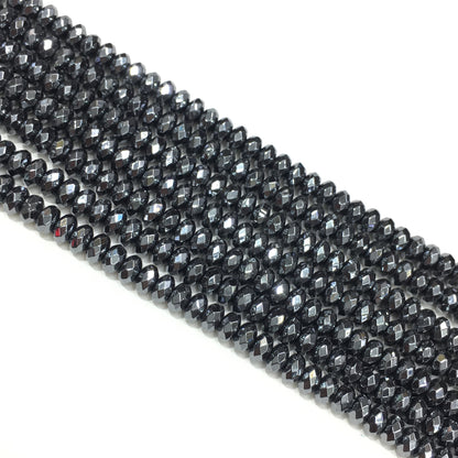 Faceted Rondelle Hematite Beads