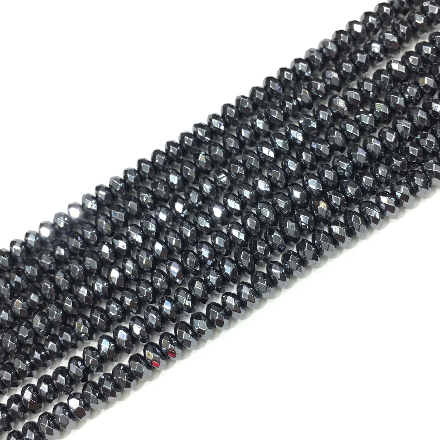 Faceted Rondelle Hematite Beads