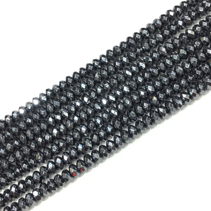 Faceted Rondelle Hematite Beads
