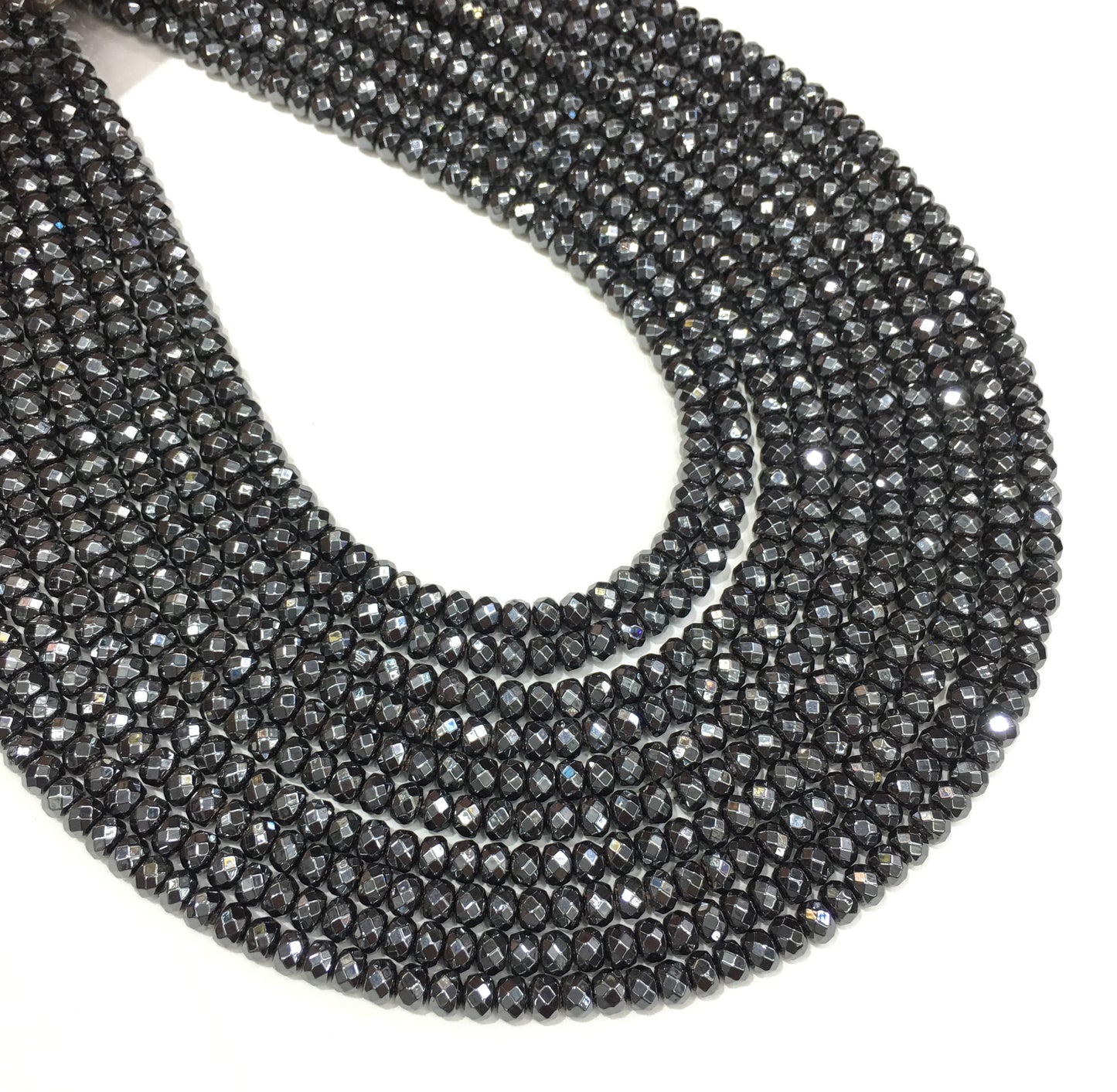 Faceted Rondelle Hematite Beads