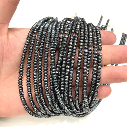 Faceted Rondelle Hematite Beads