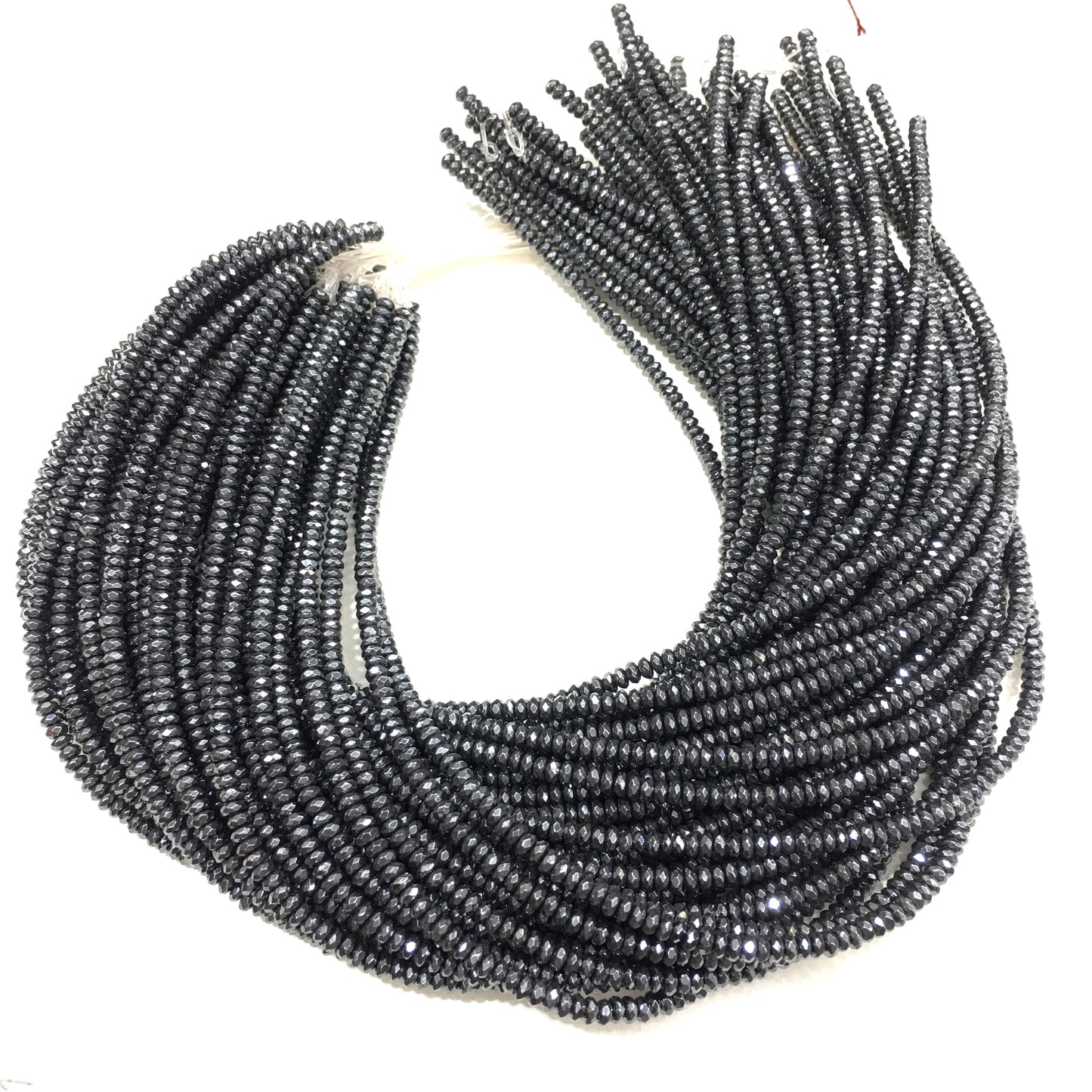 Faceted Rondelle Hematite Beads