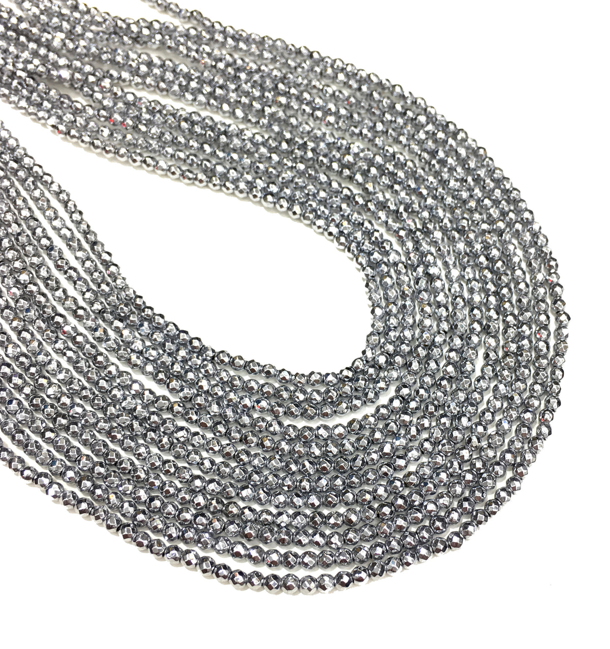 Faceted Round Hematite Beads