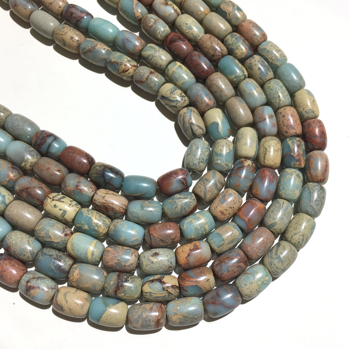 Bucket Shape Snake Skin Jasper Beads