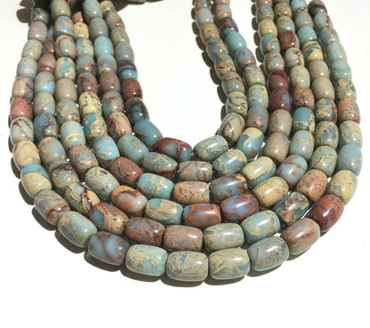 Bucket Shape Snake Skin Jasper Beads