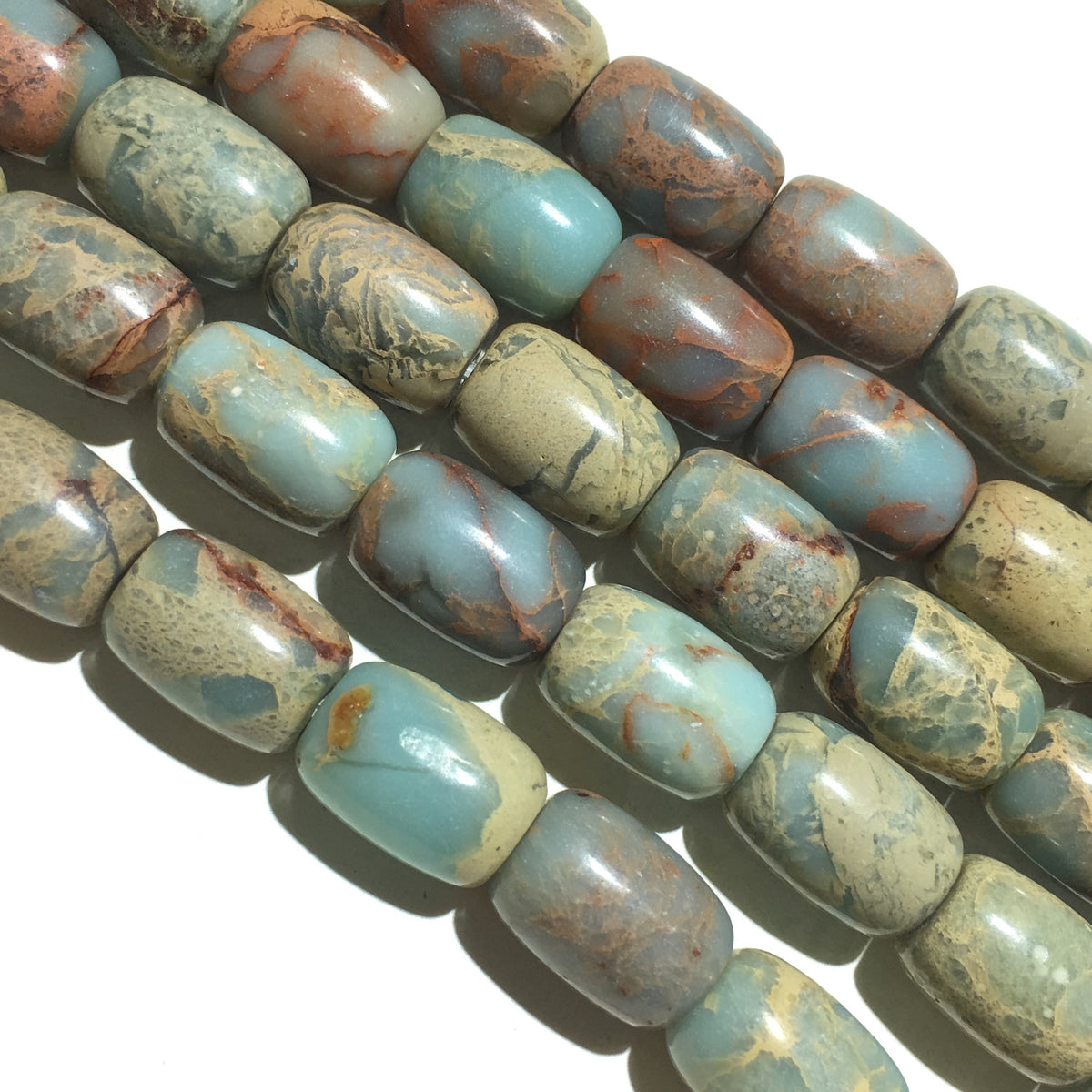 Bucket Shape Snake Skin Jasper Beads