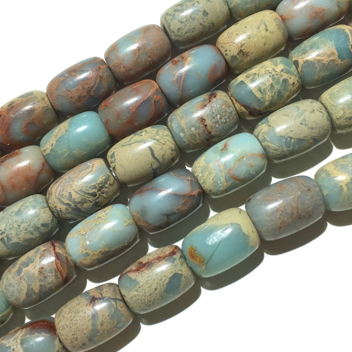 Bucket Shape Snake Skin Jasper Beads