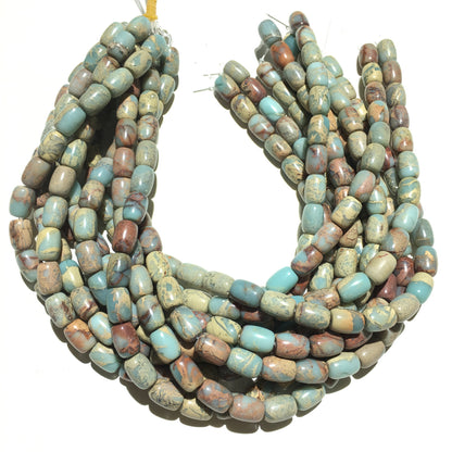 Bucket Shape Snake Skin Jasper Beads