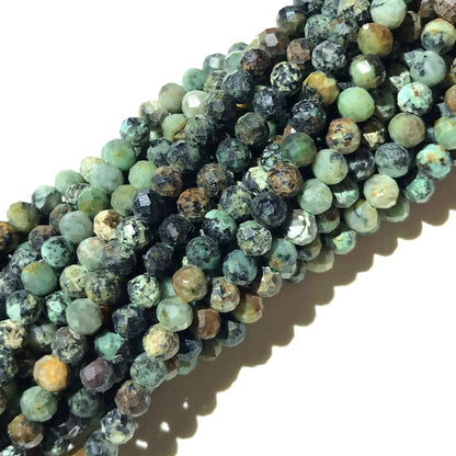 African Turqouise Tiny Faceted Round Beads 2mm 3mm 4mm