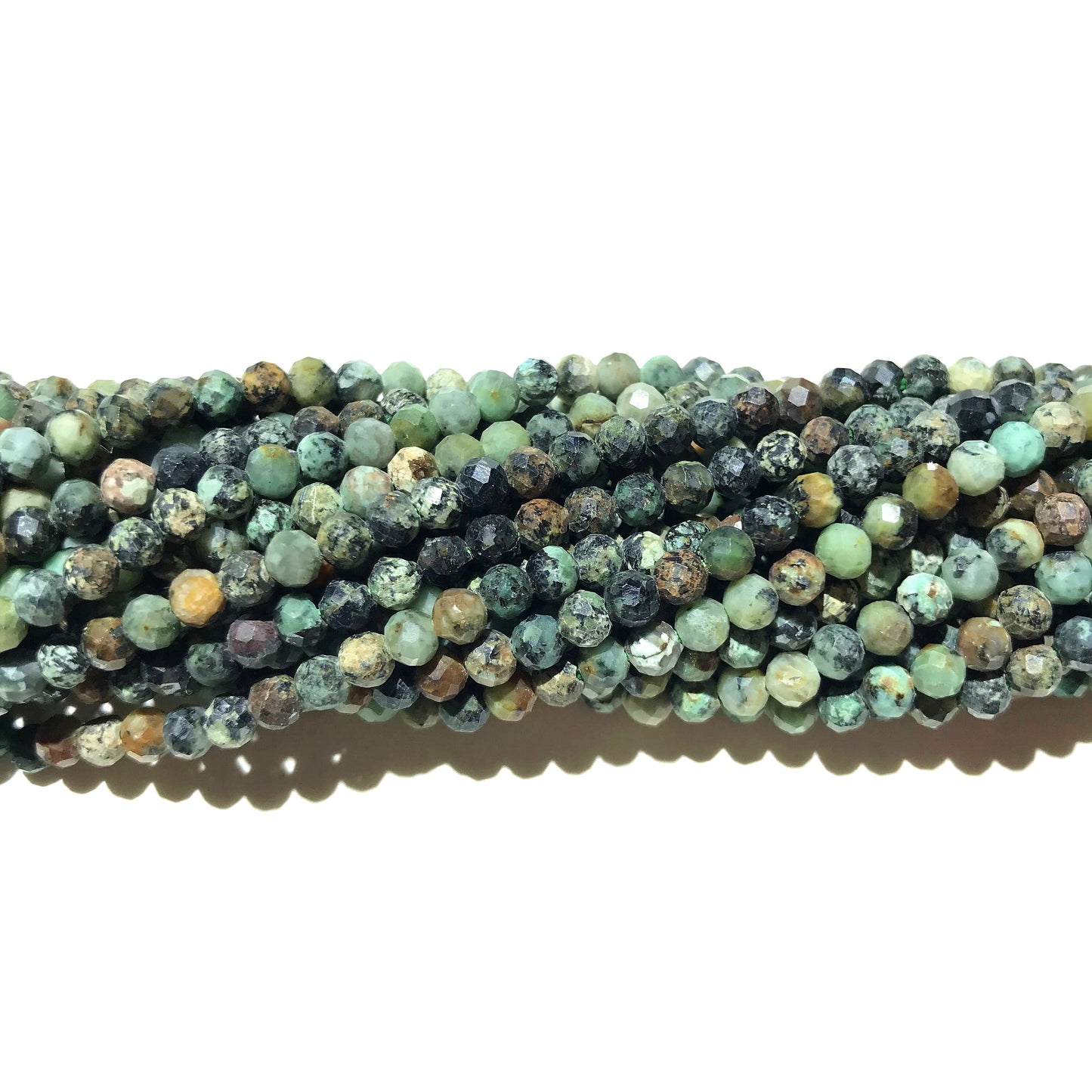 African Turqouise Tiny Faceted Round Beads 2mm 3mm 4mm