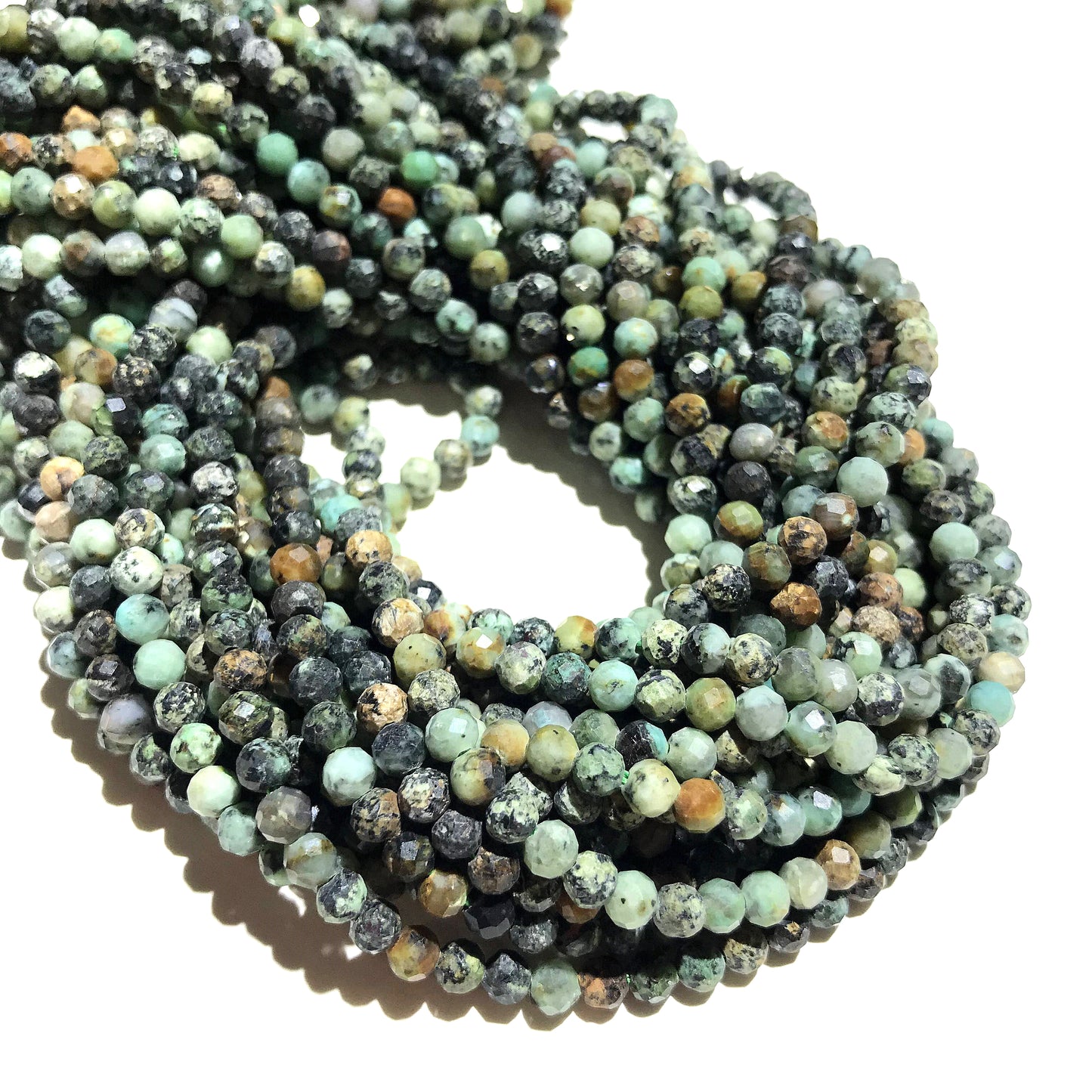 African Turqouise Tiny Faceted Round Beads 2mm 3mm 4mm