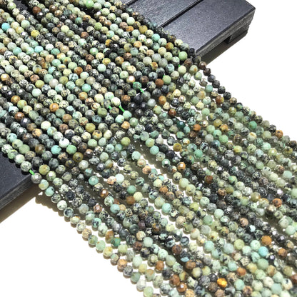 African Turqouise Tiny Faceted Round Beads 2mm 3mm 4mm